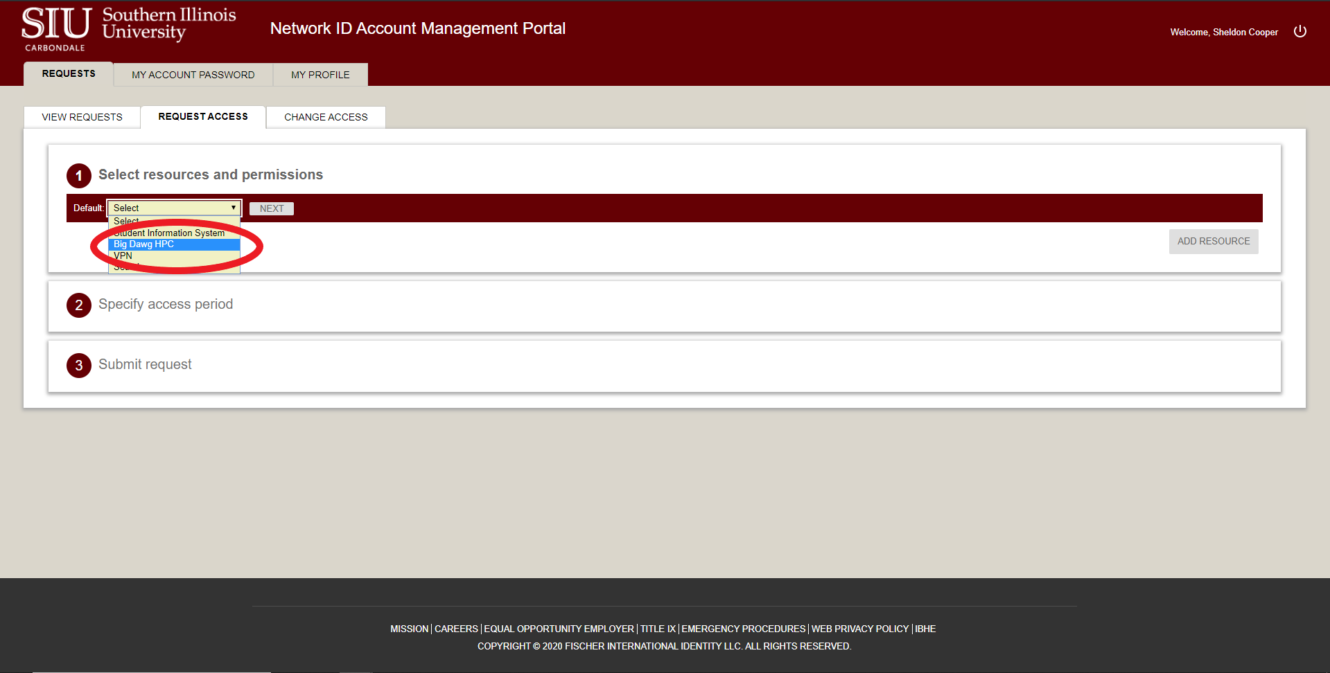 BigDawg HPC Drop Down Menu