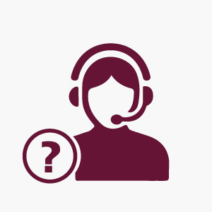 Person wearing a headset with a question mark next to them